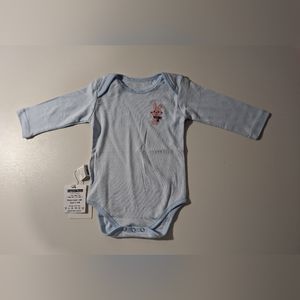 NWT 3-6 Month Blue Onesie with Pink Bunny Long Sleeve